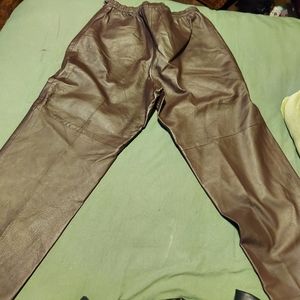 Brown genuine leather pants in great condition
